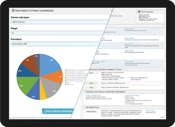 Carevive Screenshot of dashboard and care plan.