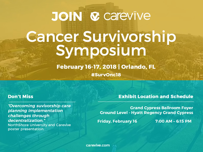 Carevive Will Be Exhibiting and Presenting at 2018 Cancer Survivorship Symposium 2018