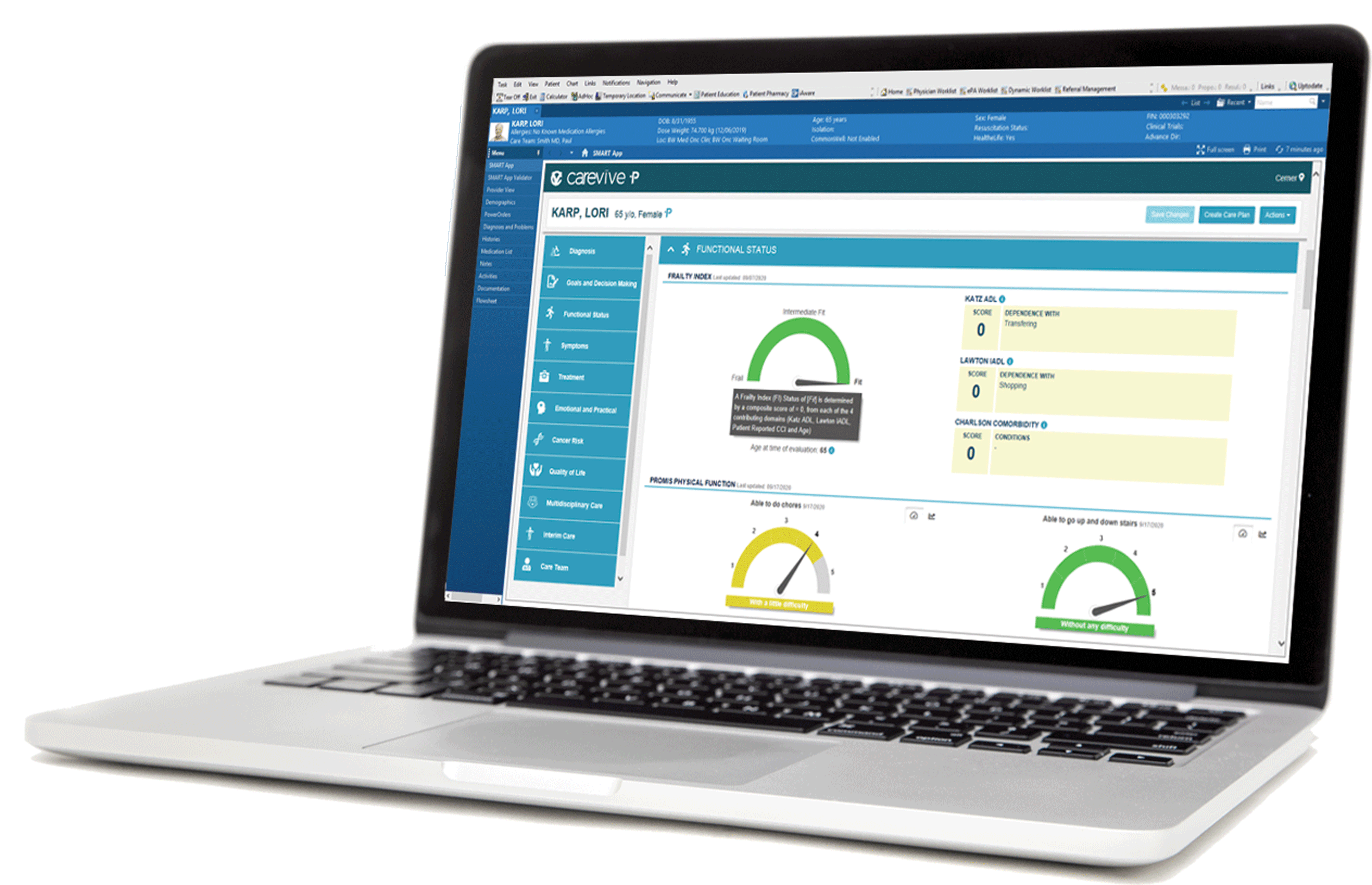 Carevive- Electronic Patient-Reported Outcomes Symptom Trend Dashboard