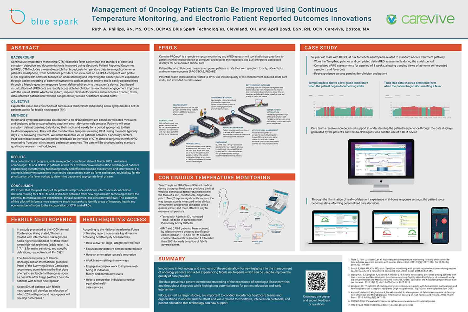 Poster: Management of Oncology Patients Can Be Improved Using Continuous Temperature Monitoring, and Electronic Patient Reported Outcomes Innovations