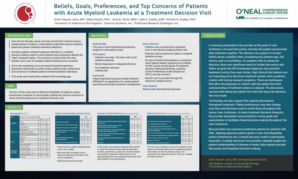 Poster: Beliefs, Goals, Preferences, and Top Concerns of Patients with Acute Myeloid Leukemia at a Treatment Decision Visit