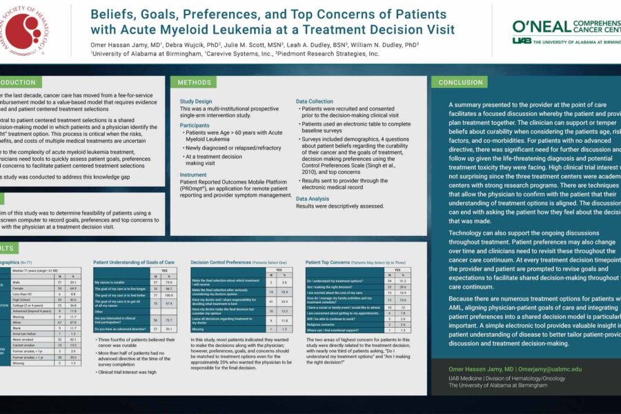 Poster: Beliefs, Goals, Preferences, and Top Concerns of Patients with Acute Myeloid Leukemia at a Treatment Decision Visit